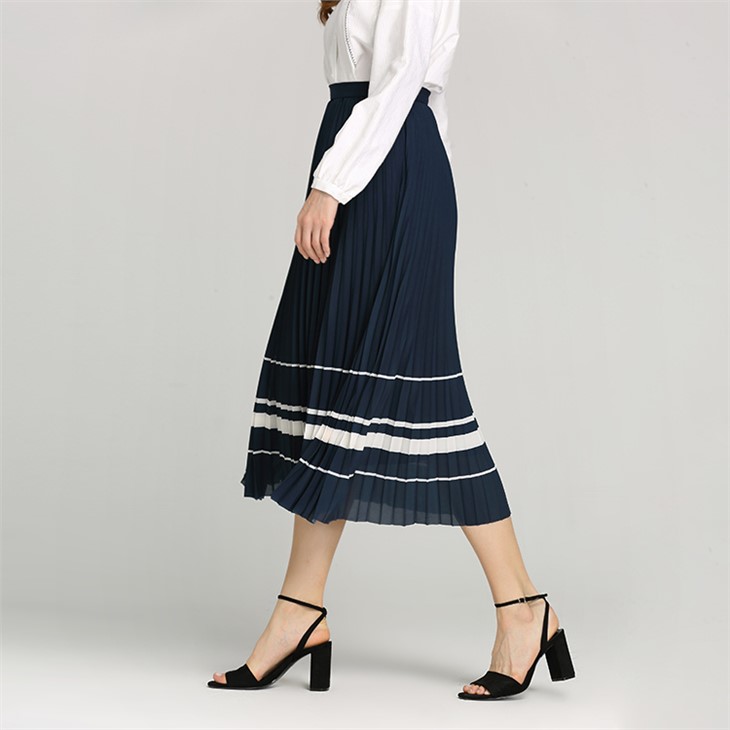Women's High Waist Pleated Long Skirt